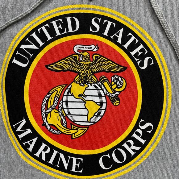 United States Marine Corps Hoodie Mens L Large Grey Steve & Barrys USMC Military - Picture 6 of 14